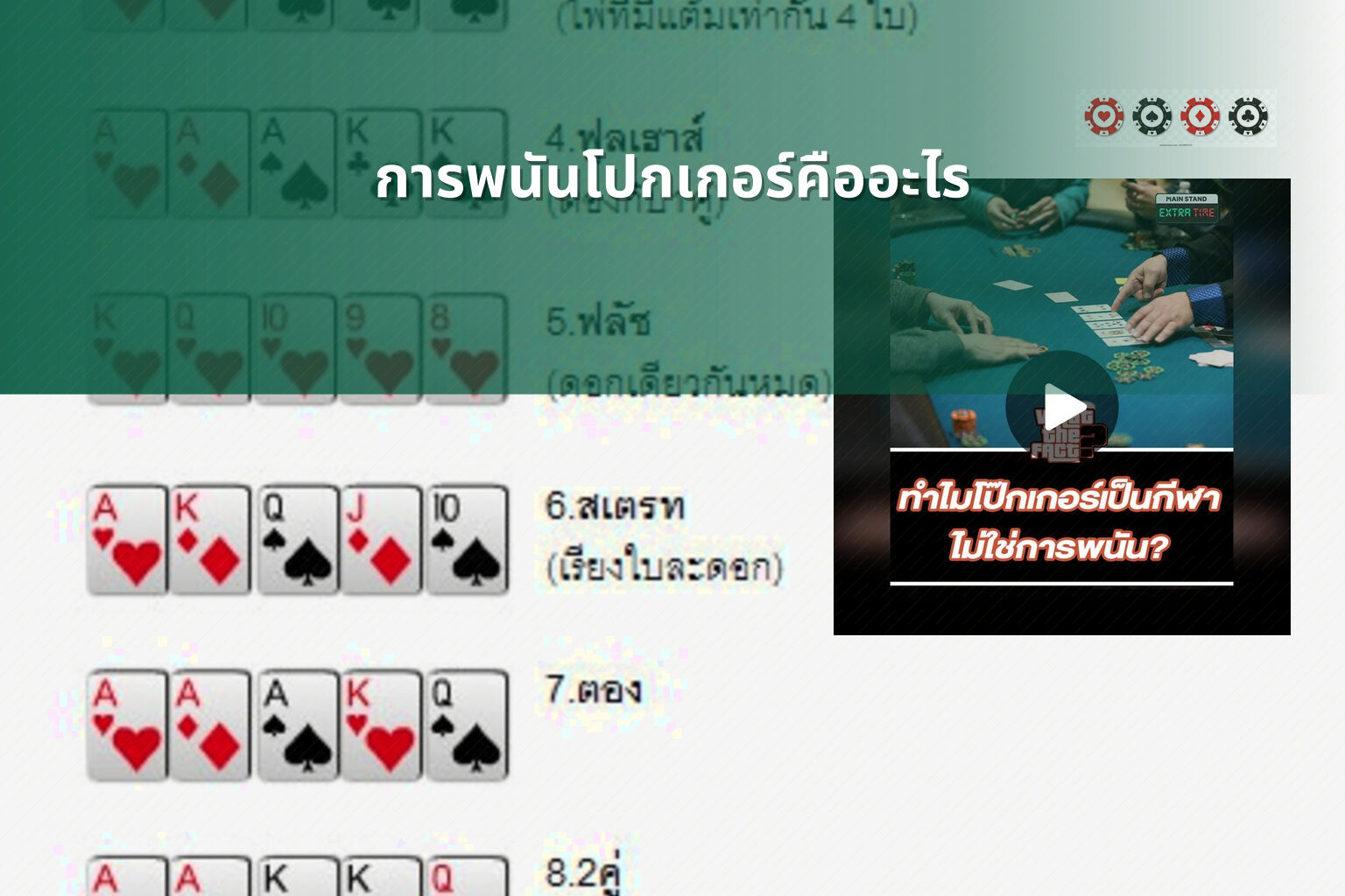 การพนันโปกเกอร์คืออะไร - การพนัน