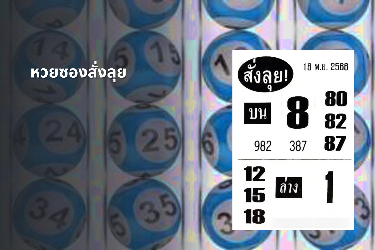 หวยซองสั่งลุย - lottery tips