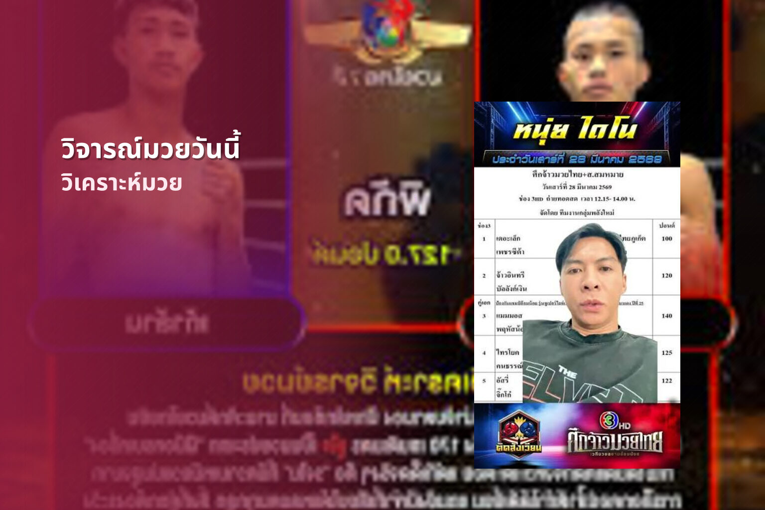 วิจารณ์มวยวันนี้ วิเคราะห์มวย