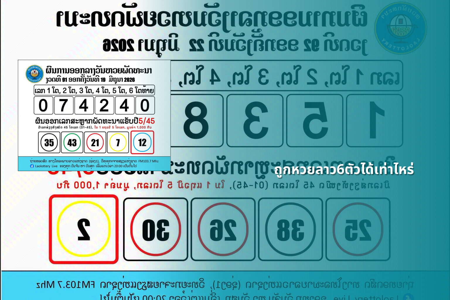 ถูกหวยลาว6ตัวได้เท่าไหร่ - หวยลาว