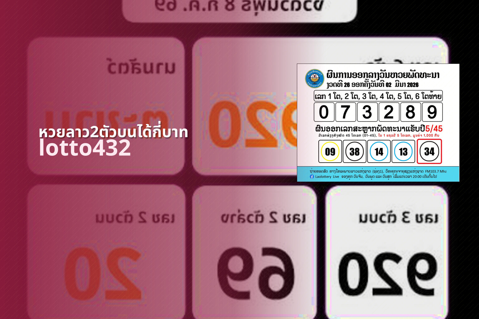 หวยลาว2ตัวบนได้กี่บาท lotto432