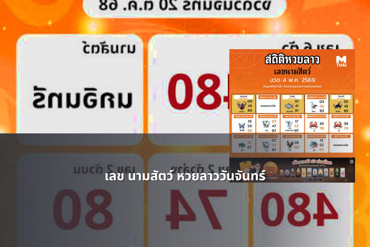 เลข นามสัตว์ หวยลาววันจันทร์ - หวยลาว