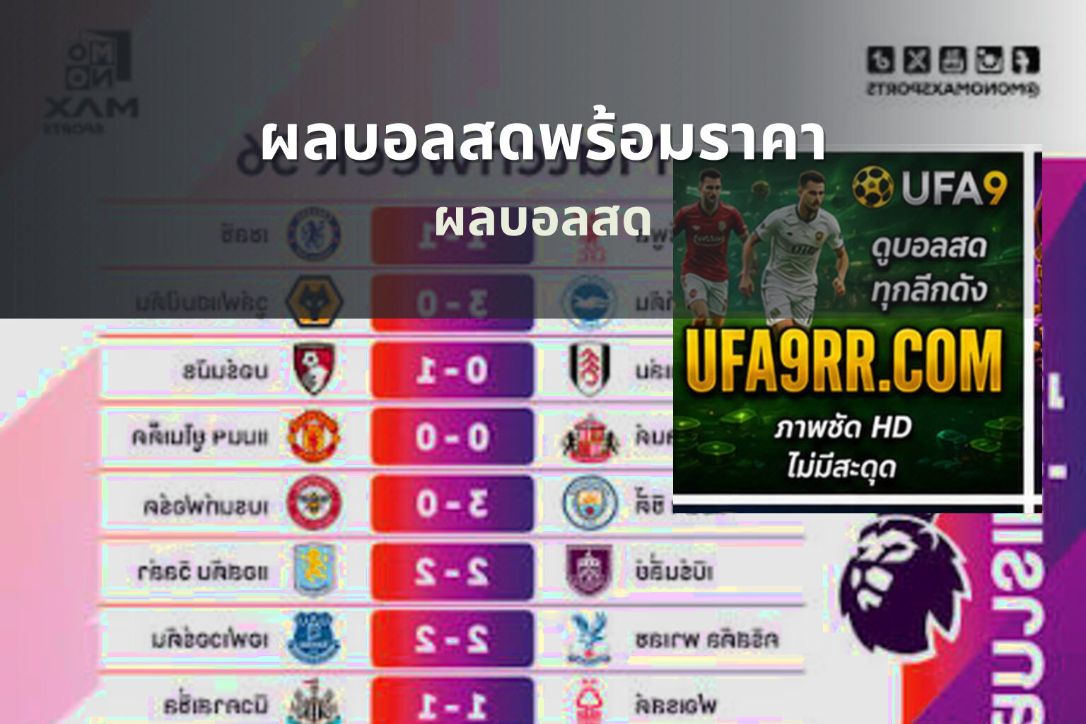 ผลบอลสดพร้อมราคา ผลบอลสด