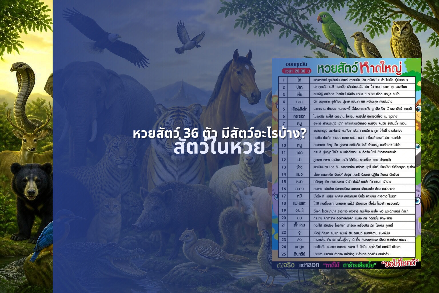 หวยสัตว์ 36 ตัว มีสัตว์อะไรบ้าง? - animal lottery
