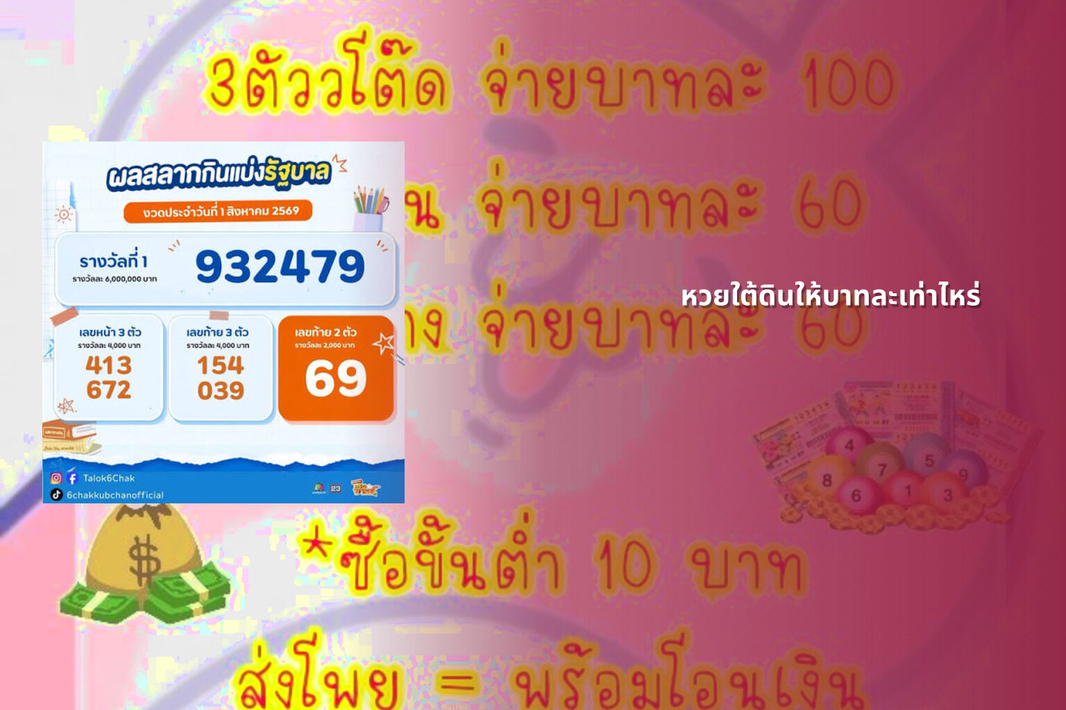 หวยใต้ดินให้บาทละเท่าไหร่ - หวยใต้ดิน