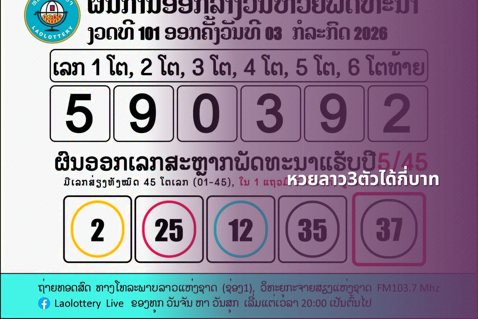 หวยลาว3ตัวได้กี่บาท - หวยลาว
